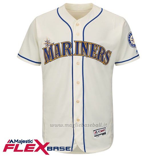 Maglia Baseball Uomo Seattle Mariners Blank Crema Flex Base Autentico Collezione